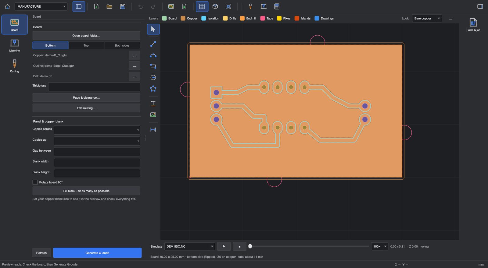 PCB Milling with a demo board